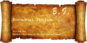 Borsányi Ibolya névjegykártya